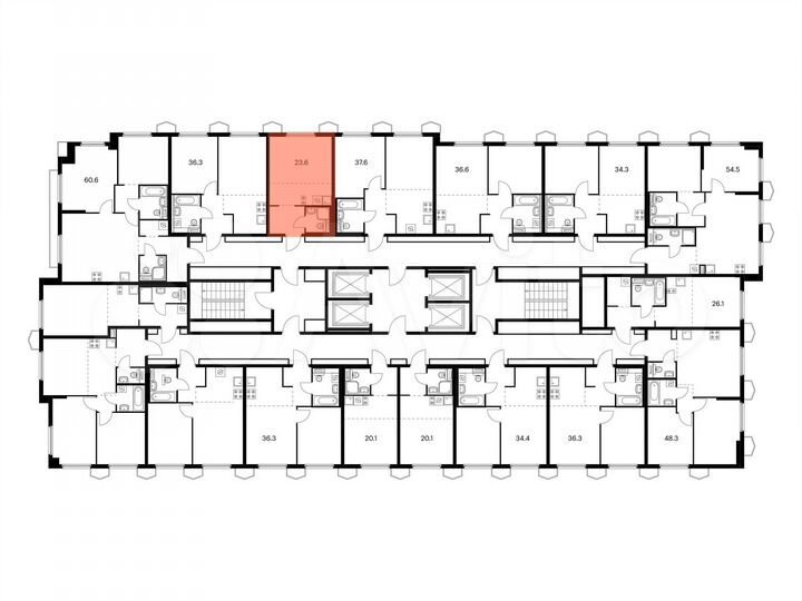 Квартира-студия, 23,6 м², 10/24 эт.