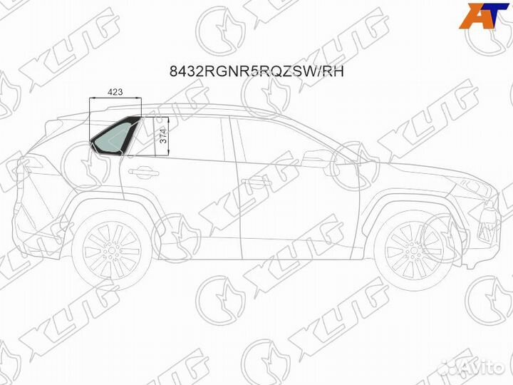 Боковое стекло кузова заднее правое Toyota Rav4