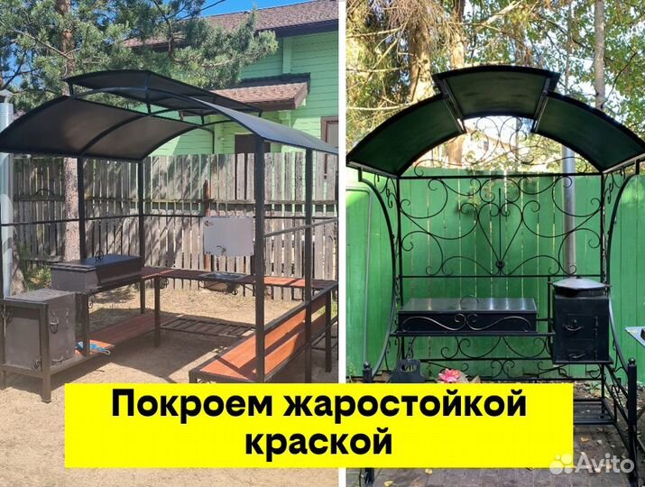 Мангал с крышей и печкой