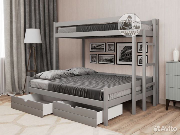 Двухъярусная кровать из массива