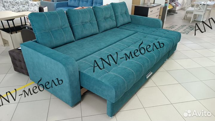 Угловой диван, увеличенное спальное место