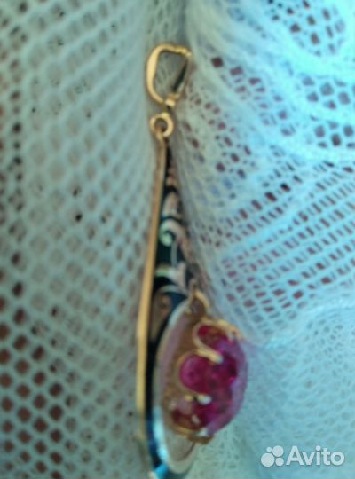 Золотой кулон 583 пробы СССР Баку эмаль