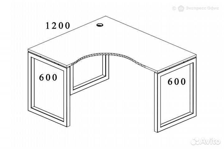 Письменный стол криволинейный левый на О-образном м/к Metal system quattro 40x40 40бо.са-4 Л