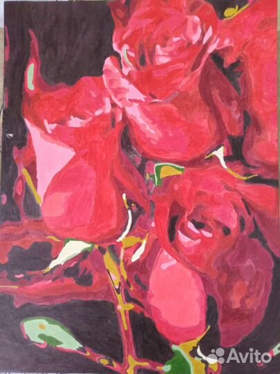 Готовая картина по номерам, Розы