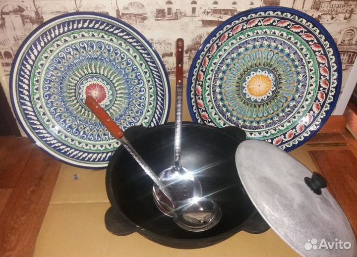 Казан чугунный. Печь под казан. Ляган. Пчак