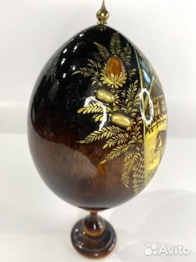Яйцо деревянное с инкрустацией