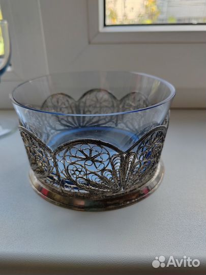 Конфетница цветное стекло СССР