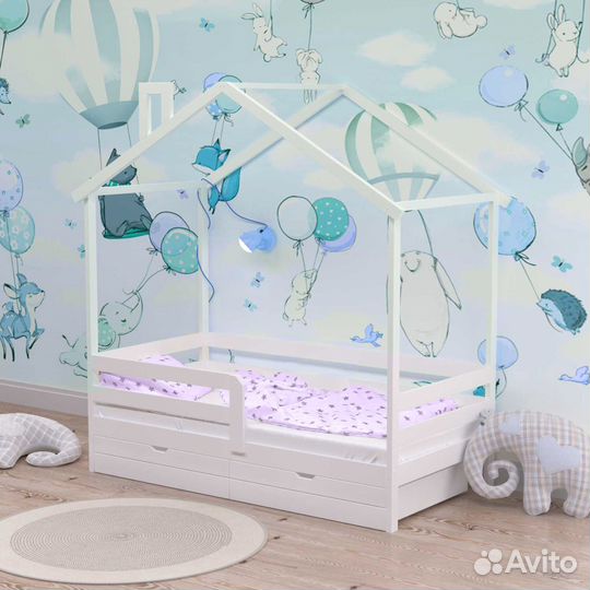 Кроватка детская с бортиком из массиваТеремок