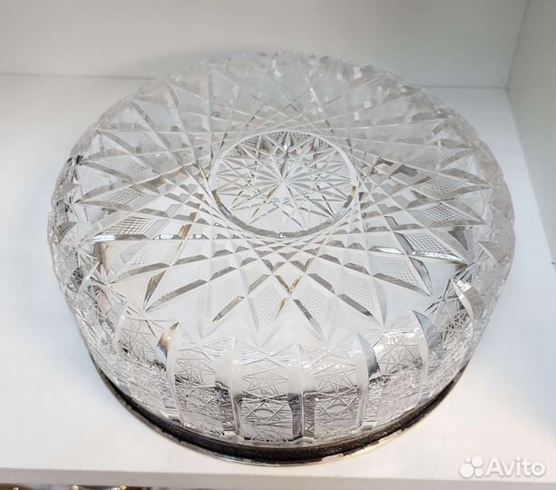 Ваза конфетница с ободком из серебра 875 пр. СССР