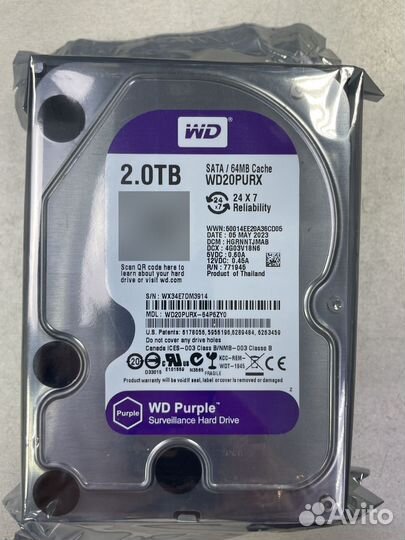 WD Purple, 2Tb, HDD, SATA III, 3.5