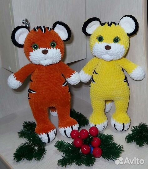 Плюшевые связаные игрушки, овощи и др