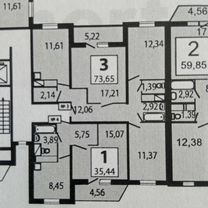 3-к. квартира, 75 м², 24/25 эт.