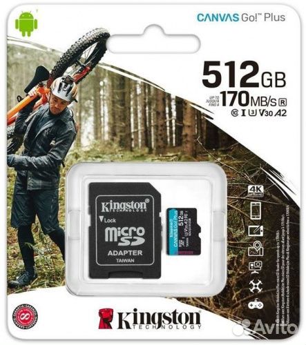 Карта microsdxc Kingston Canvas Go Plus на 512GB