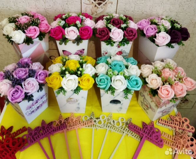 Букетики роз из мыла к 8 марта