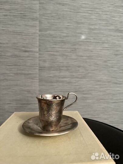 Кофейная пара, мельхиор, серебро, 3,04 гр. новое