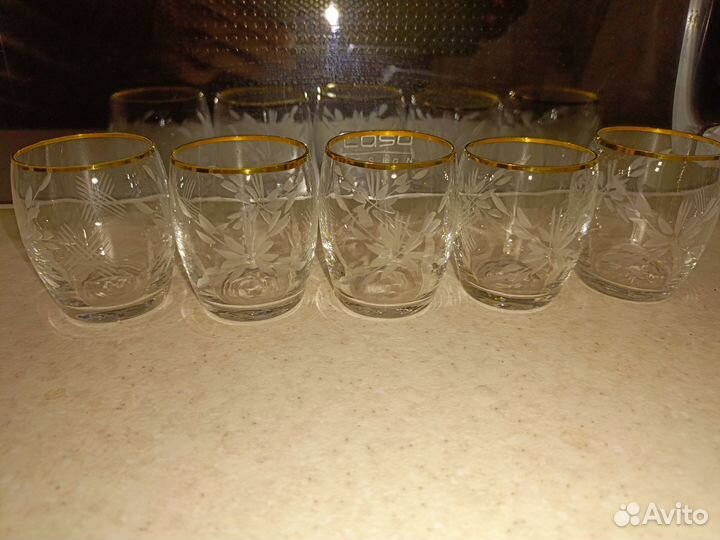 Стопки алмазная резьба 35 мл золотой ободок