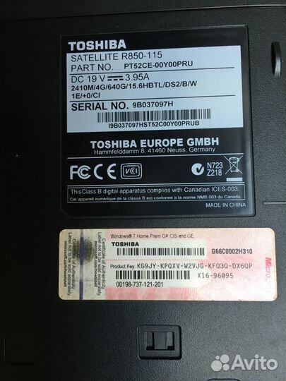 Ноутбук Toshiba Satellite R850-115