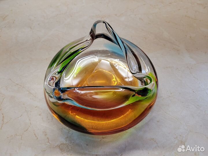 Винтажная пепельница из чешского стекла