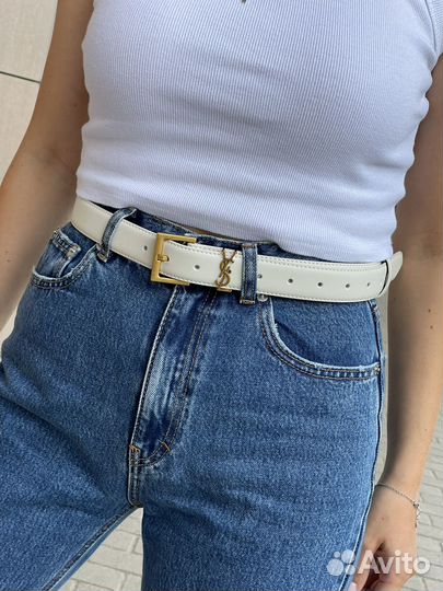 Ремень женский YSL белый