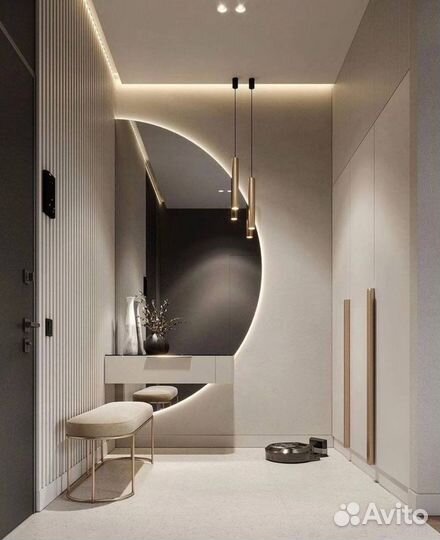 Полугруглое зеркало с подсветкой на заказ