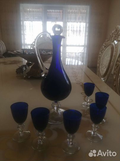 Кобальт винтаж СССР графин и рюмки