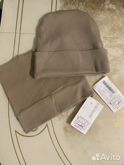 Шапка и снуд осень в рубчик из кашкорсе