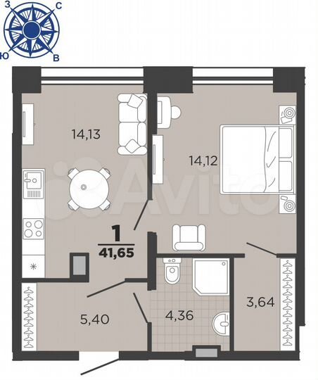 1-к. квартира, 41,7 м², 26/26 эт.