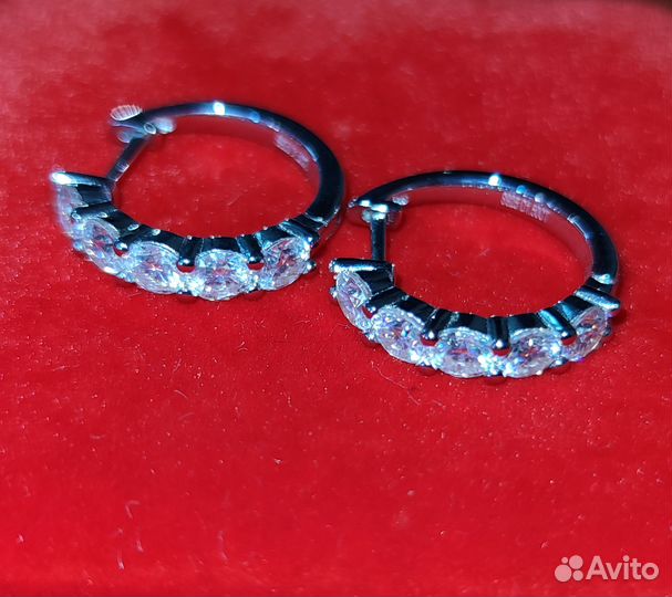 Серьги серебро с муассанитами 3 ct пара