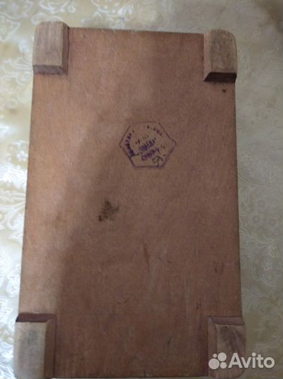 Деревянная резная шкатулка и с пейзажем винтаж