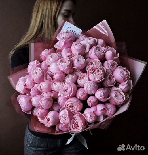 Букет пионовидных роз, кустовые розы, цветы