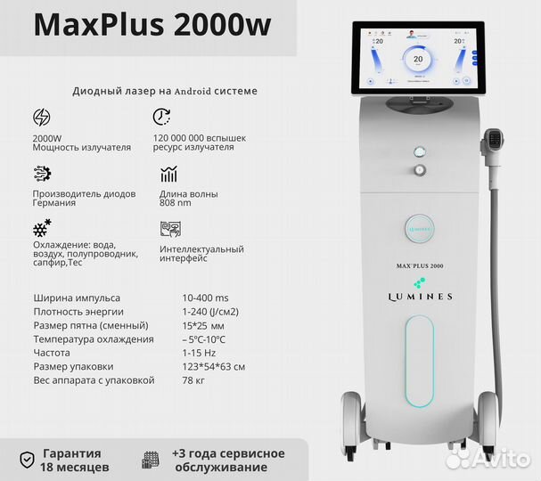 Аппарат для эпиляции «Lumines» Макс’Плюс 2000