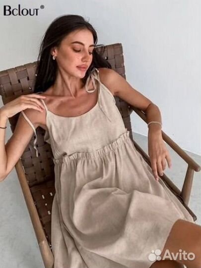 Платье женское льняное 44