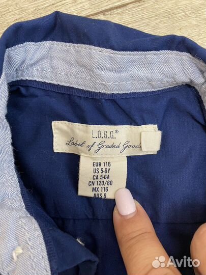 Рубашка для мальчика 116 синяя и черная