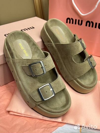 Сандали На Платформе /Шлепки Miu Miu Размеры 36-40