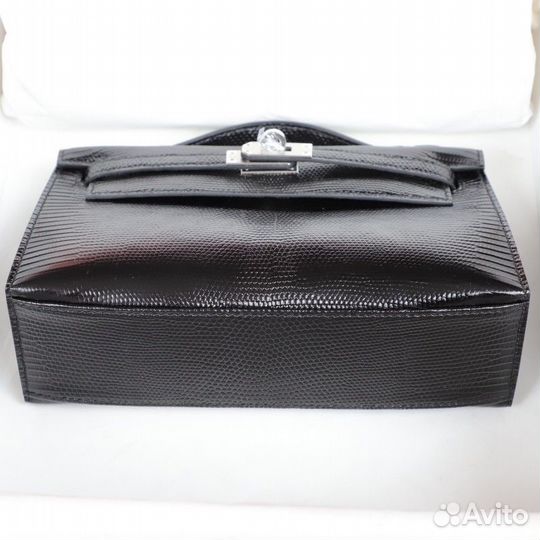 Hermès Kelly Pochette Black Lizard Palladium Hardw