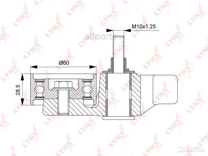 Lynxauto PB-1252 Ролик натяжной в сборе / грм mits