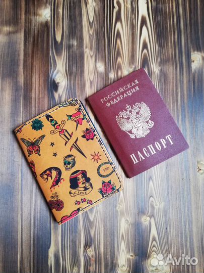 Обложка на паспорт Tattoo Тату (Натуральная кожа)
