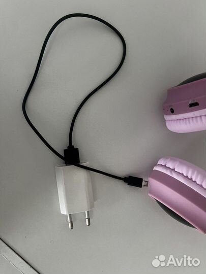 Детские беспроводные bluetooth наушники розовые