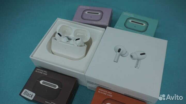 Apple Airpods Pro + Чехол Ярко-Мраморные