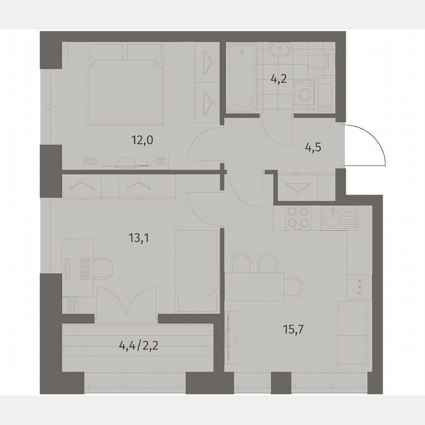2-к. квартира, 51,8 м², 3/11 эт.