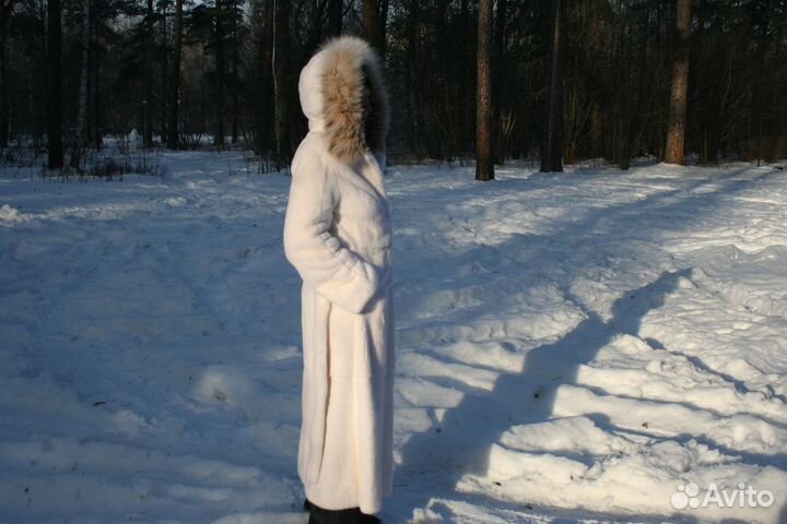 Шуба из снежно-белой скандинавской ноpки 44 46