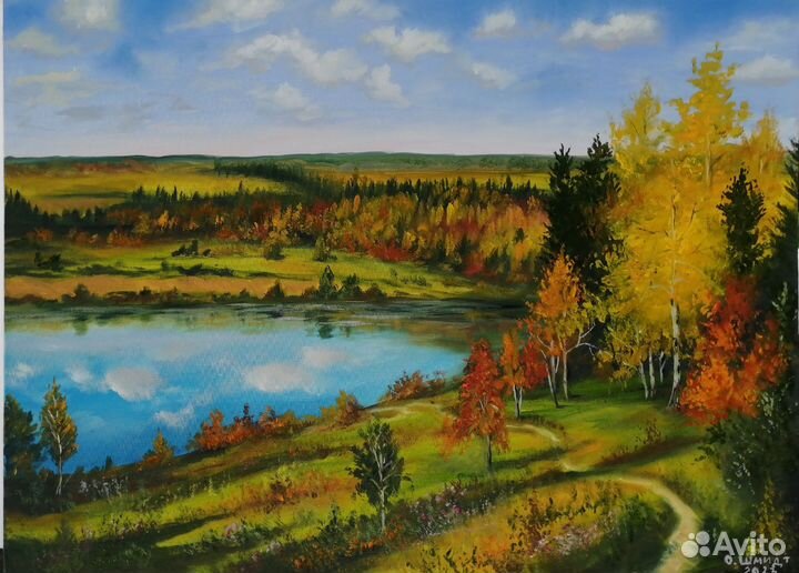 Осенний пейзаж. Холст на картоне/масло/лак 50х70