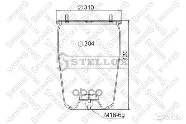 Пневмоподушка без стак.2шп.M12смещ.25. 1штуц.M22