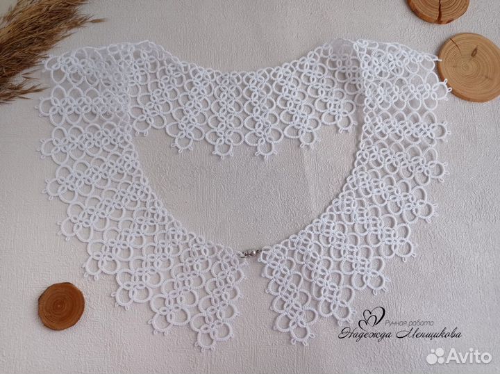 Воротник фриволите ручной работы