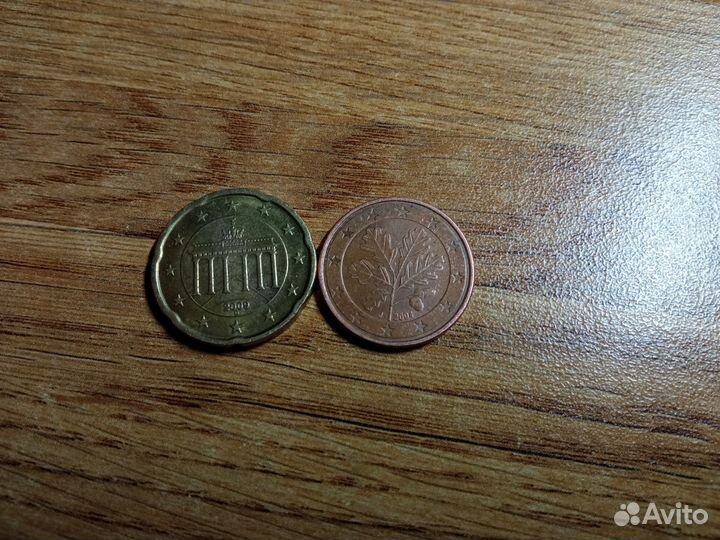 Монета 20центов и 5 центов