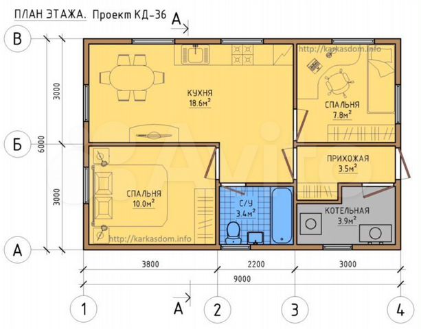 Дом 54 м² на участке 12 сот.