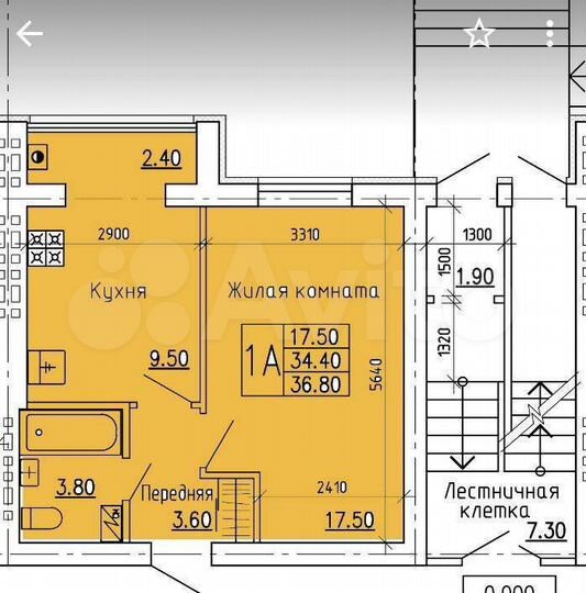 1-к. квартира, 37 м², 1/5 эт.