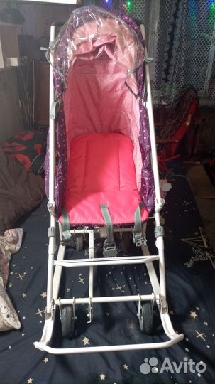 Детские санки коляска с колесами бу