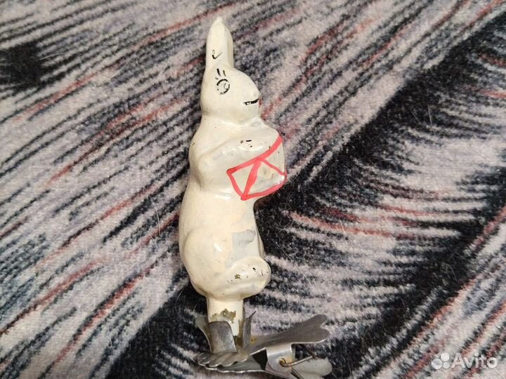 Игрушка новогодняя Заяц с барабаном СССР