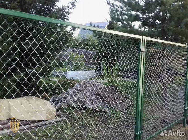 Забор из сетки рабицы под ключ